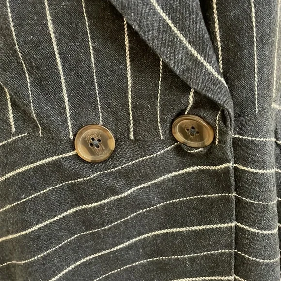 New FREE PEOPLE Stella Blazer Jacket Navy Blue White Stripe Fluted Sleeve - Picture 6 of 14